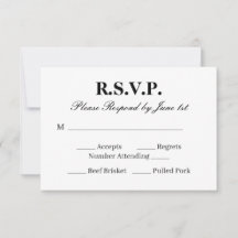 Chique RSVP-kaart voor een zwart-wit bruiloft