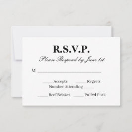 Chique RSVP-kaart voor een zwart-witte bruiloft RSVP Kaartje