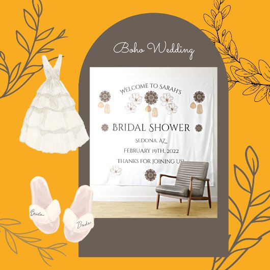 Chique Rustieke Bloem Boho Bruiloft  Wandkleed