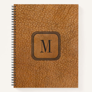 Chique rustieke  bruin boho lederen monogram notitieboek