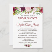 Chique Rustieke Burgundy Marsala Bloemachtige Brui Kaart (Voorkant)