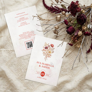 Chique Rustieke Wilde Bloemen Boeket Bruiloft QR T Kaart