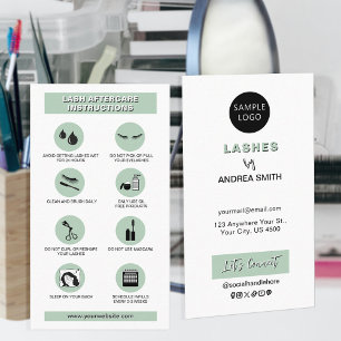 Chique Sage Groen Eenvoudige wimpers Aftercare Log Visitekaartje