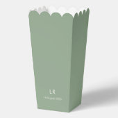 Chique Sage Groen Paar Monogram Popcorn Bedankdoosjes (Achterkant)