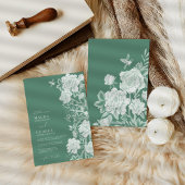 Chique Sage Groene Chinoiserie Bloemtuin Bruiloft Kaart