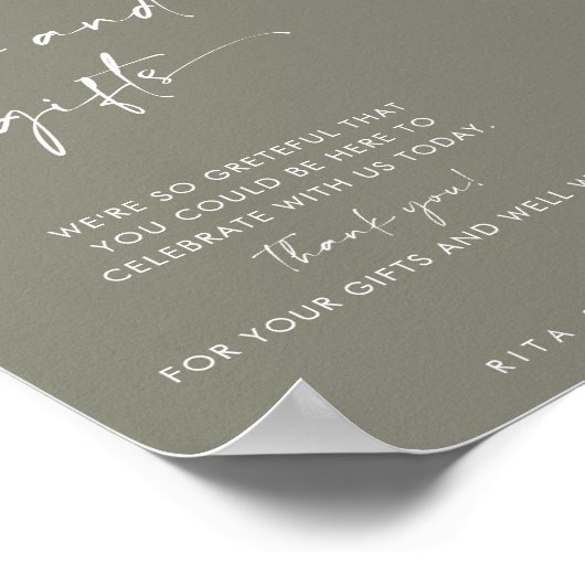 Chique Sage Groene Kaarten en Cadeaus Favor Trouwb Poster (Hoek)