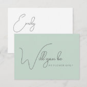 Chique Sage Kalligrafie Bloemenmeisje Voorstel Kaa Bedankkaart (Voorkant / Achterkant)