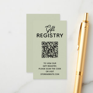 Chique saliegroene babyshower-registratie QR-code Informatiekaartje