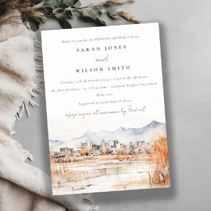 Chique Salt Lake City Utah Watercolor Bruiloftssho Kaart