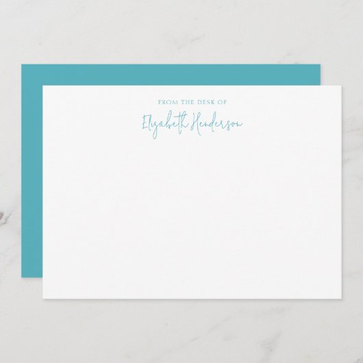 Chique Sapphire Blue Script Notitiekaartje (Voorkant / Achterkant)