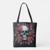 Chique schedel met Rozen Gotische Halloween Canvas Draagtas (Achterkant)