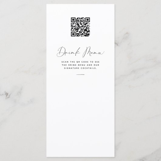 Chique Schuur Bruiloft Menu met Cocktail QR code (Achterkant)