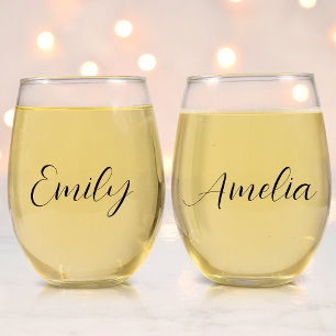 Chique Script Bachelorette Party Wijnglas Zonder Voet