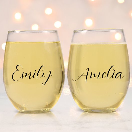 Chique Script Bachelorette Party Wijnglas Zonder Voet