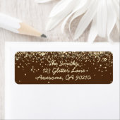 Chique Script Bruin Glitter Bruiloft Retouradres Etiket (Insitu)