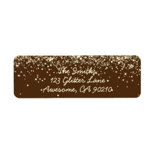 Chique Script Bruin Glitter Bruiloft Retouradres Etiket