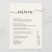 Chique Script Cream Bruiloft Receptie Menu (Voorkant)