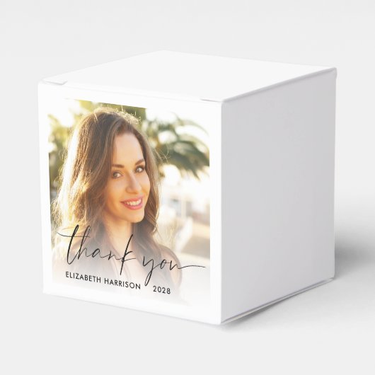 Chique script foto afstudeerfeest dank u bedankdoosjes (Voorkant Zijde)