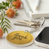 Chique Script Gold Dank u Gift Sleutelhanger (Voorkant Rechts)