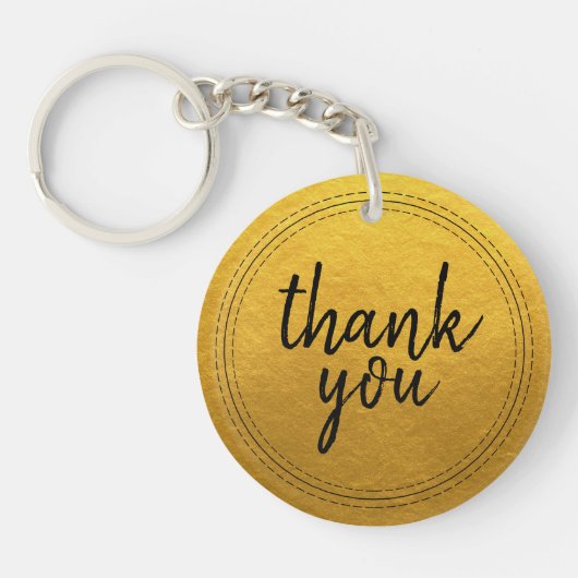 Chique Script Gold Dank u Gift Sleutelhanger (Voorkant)