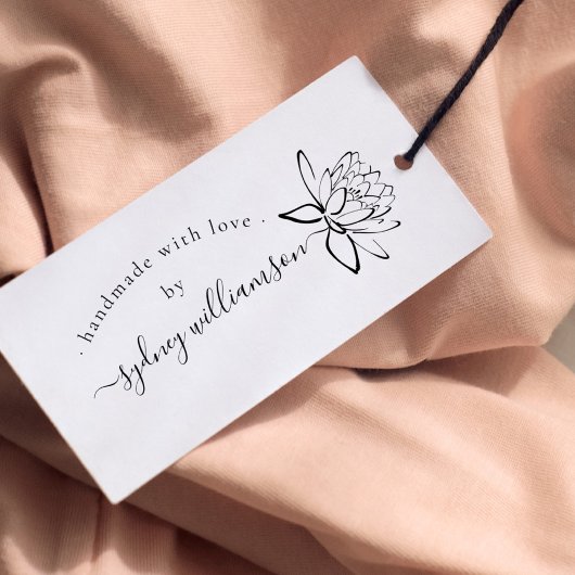 Chique Script Lotus Bloem Custom Handgemaakt Met L Rubberstempel