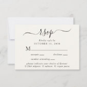 Chique Script Menu Keuze Crème Bruiloft RSVP (Voorkant)