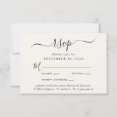 Chique Script Menu Keuze Crème Bruiloft RSVP (Voorkant)