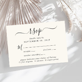 Chique Script Menu Keuze Crème Bruiloft RSVP
