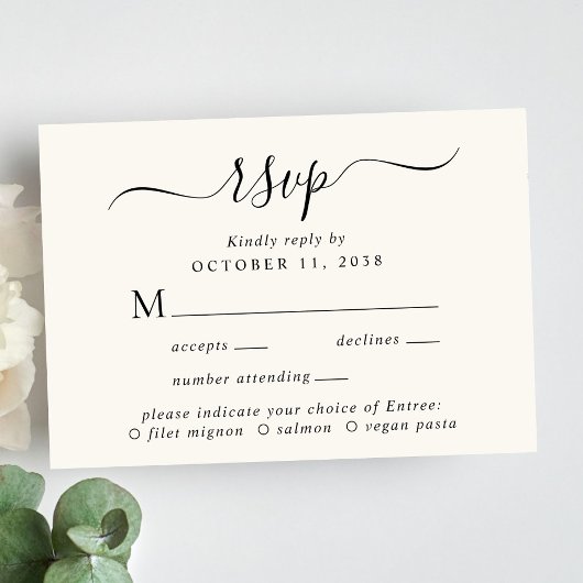 Chique Script Menu Keuze Crème Bruiloft RSVP