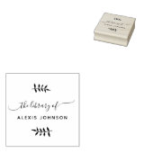 Chique Script Moderne Botanische Bibliotheek Boeke Rubberstempel (Gestempeld)