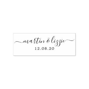 Chique script namen trouwdatum tailleband  zelfinktende stempel