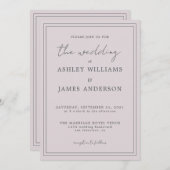 Chique Script Pastel Paarse bruiloft uitnodiging (Voorkant / Achterkant)