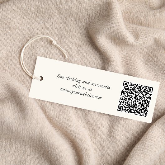 Chique Script QR Code Cream Clothing Hang Label