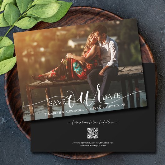 Chique Script QR Code Foto Bruiloft Save The Date