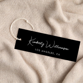 Chique Script QR Code Zwart Kleding Hang Label