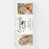 Chique Script Typografie FELICITEERT AFSTUDEERDER  Spandoek (Verticaal)