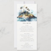 Chique Seascape Palm Tree Island Bruiloft Menu Kaa Kaart (Voorkant)