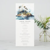 Chique Seascape Palm Tree Island bruiloft programm Kaart (Staand voorkant)