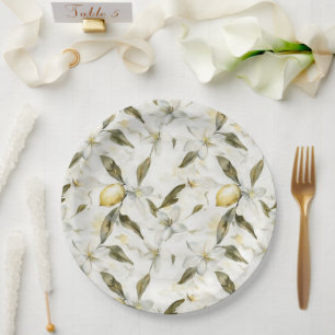 Chique Siciliaanse Zomer Citroenen Bloemige Bruilo Papieren Bordje