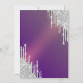 Chique Silver Glitter Drips Paarse 35e Verjaardag Kaart (Achterkant)