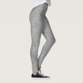 Chique Silver Glitter Folie Sparkle Leggings (Rechts)