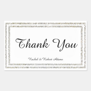 Chique Silver Glittered Trim - Rechthoek Sticker