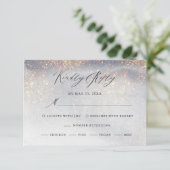 Chique Silver Gold Glitter Waterverf Luxe bruiloft RSVP Kaartje (Staand voorkant)