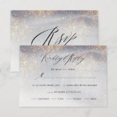 Chique Silver Gold Glitter Waterverf Luxe bruiloft RSVP Kaartje (Voorkant / Achterkant)