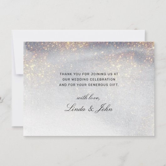 Chique Silver Gold Sparkles Waterverf Bruiloft Dan Bedankkaart (Achterkant)