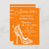 Chique Sinaasappel Wit lief zestien Uitnodiging (Voorkant / Achterkant)