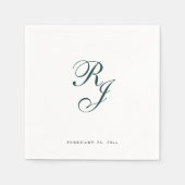 Chique smaragd groen monogram bruiloft servetten (Voorkant)
