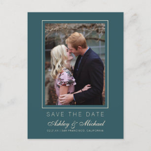 Chique Smaragd Ivoor Trouw Save the Date Foto Aankondigingskaart