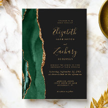 Chique Smaragdgroene Gouden Agate Donkere Bruiloft