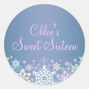 Chique Sneeuwvlok Blauwe Sweet 16 Sticker